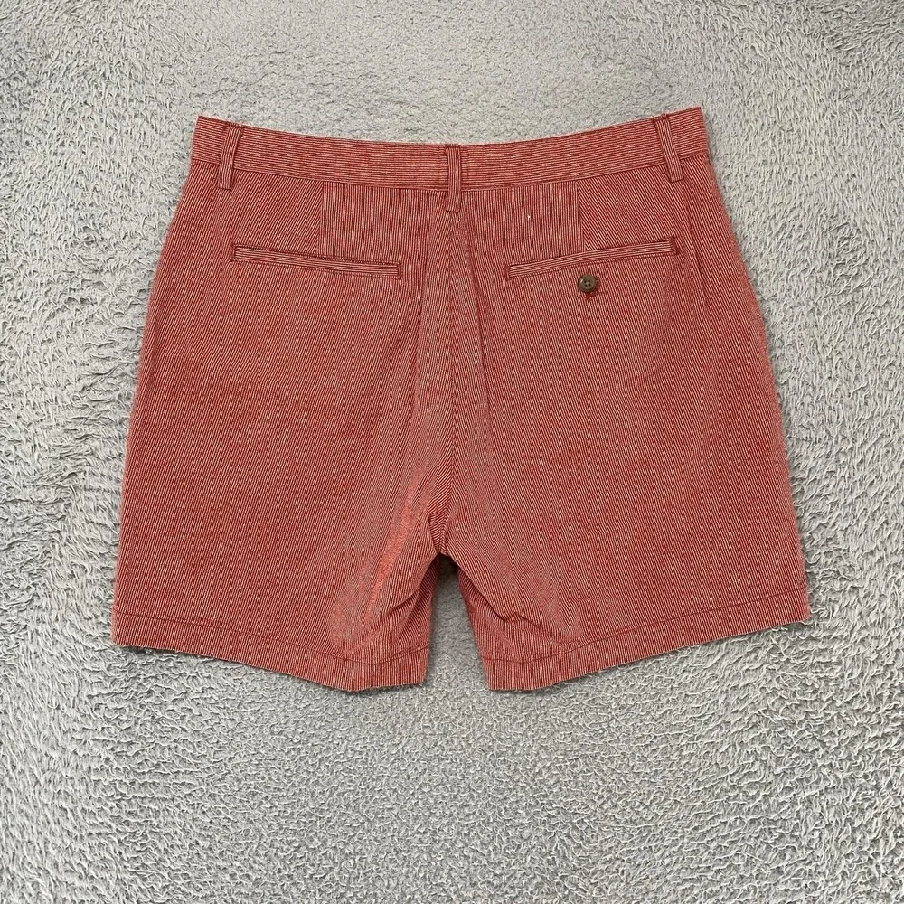 Banana Republic Linen Shorts Mens 32 Red Stripe Chino 7 Inch Summer Beach